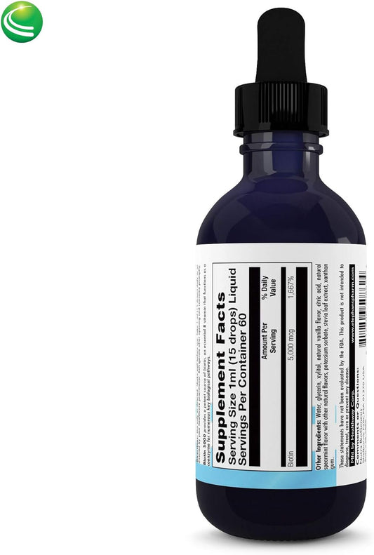 Nutra Biogenesis - Biotin 5000 - Liquid Vitamin B Biotin Drops For Skin, Hair, Adrenal And Immune Health- 2 Ounce