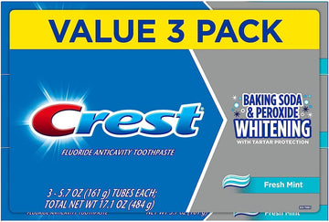 Crest Cavity And Tartar Protection Toothpaste, Whitening Baking Soda & Peroxide, (3 Count Of 5.7 Oz Tubes Each) 17.1 Oz