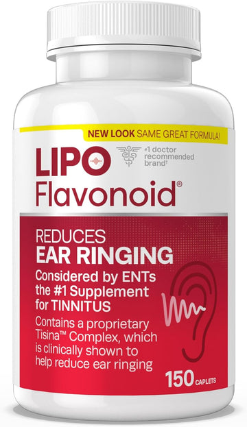Lipo-Flavonoid Plus, Tinnitus Relief For Ringing Ears, Otc Flavonoid Ear Health Vitamins, Bioflavonoids & Vitamin C, 150 Caplets