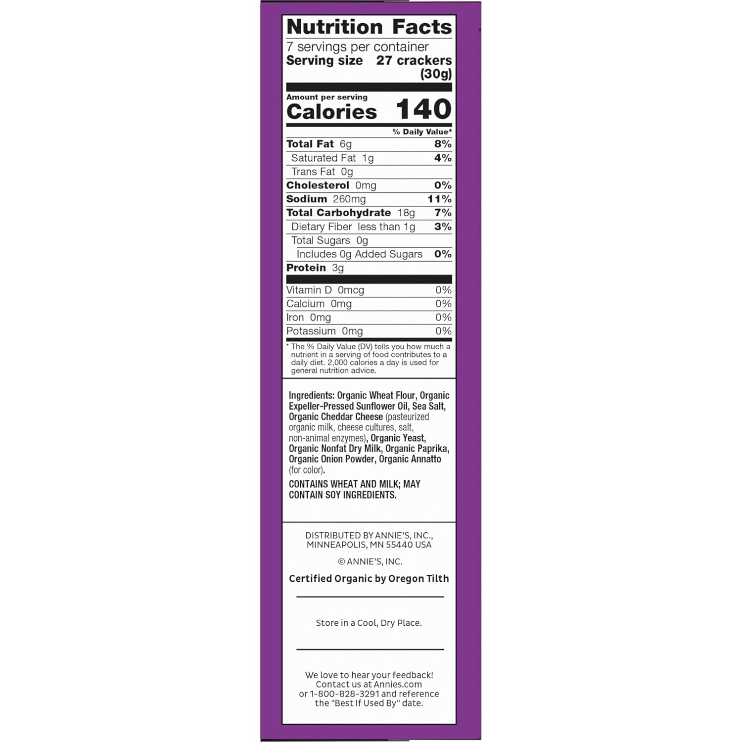 Annie'S Organic Cheddar Bunnies Snack Crackers, Extra Cheddar, Baked With Real Cheese, 7.5 Oz