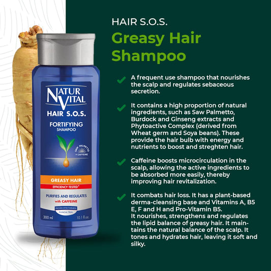 Naturvital Unisex Natural, Plant-Based Hair Sos Revitalizing Shampoo For Greasy Hair Cruelty-Free & Paraben-Free