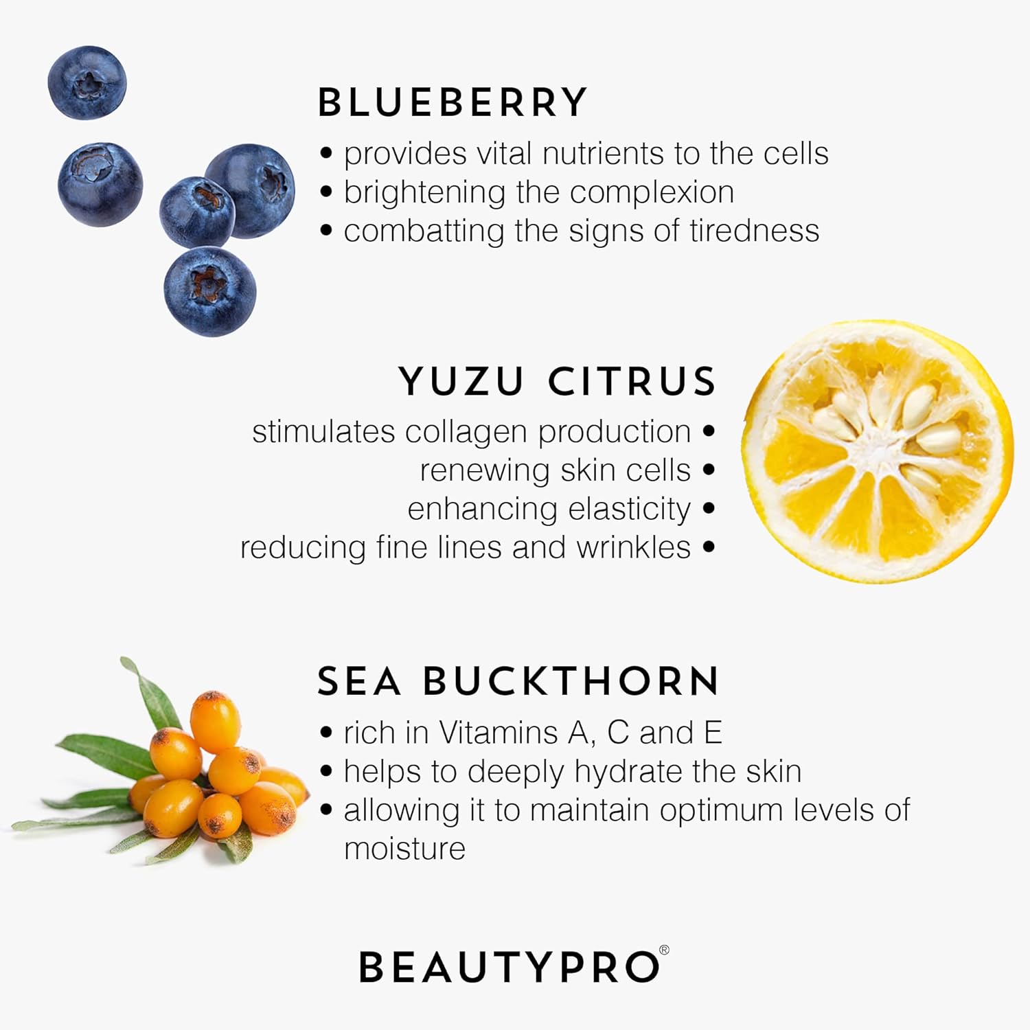 BEAUTYPRO VITAMIN C Face Serum Brightening Anti-Ageing Daily Skincare Firming Hydrating Energising 100% Plant Based Blueberry Yuzu Citrus Sea Buckthorn Natural Vegan Multi Award Winning Brand 30ml : Amazon.co.uk: Beauty