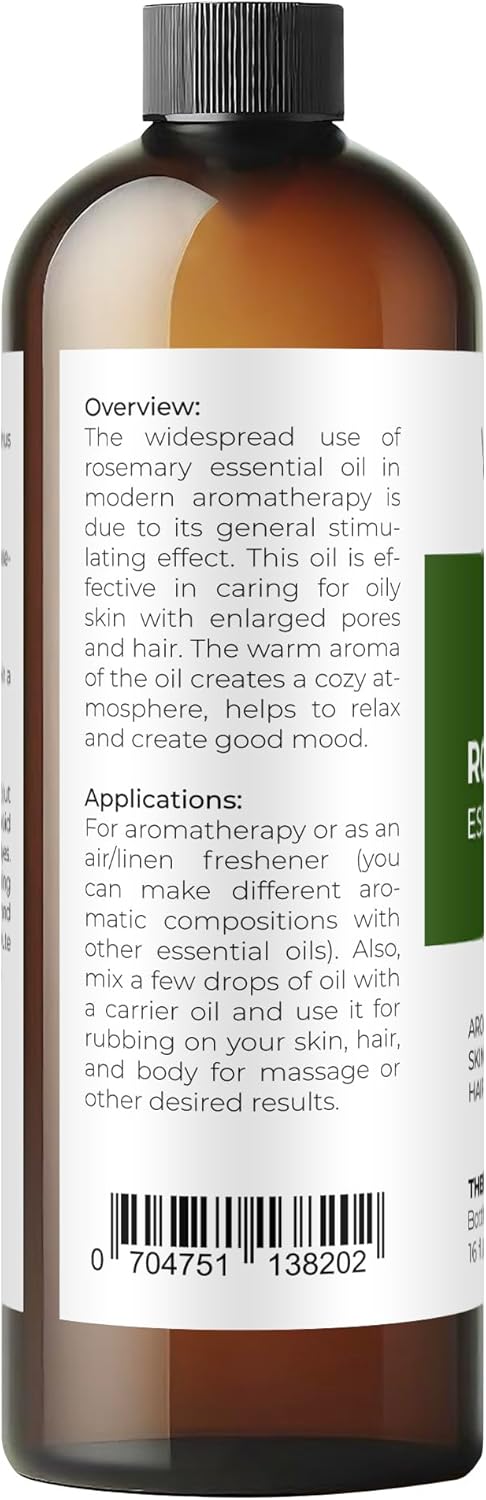 Rosemary Essential Oil By Velona - 16 Oz | Therapeutic Grade For Aromatherapy Diffuser Undiluted
