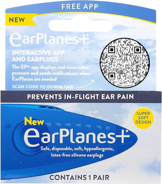 Earplanes Original Earplugs For Adults, Pressure Filtering Protection For Airplane Travel (3 Pairs)