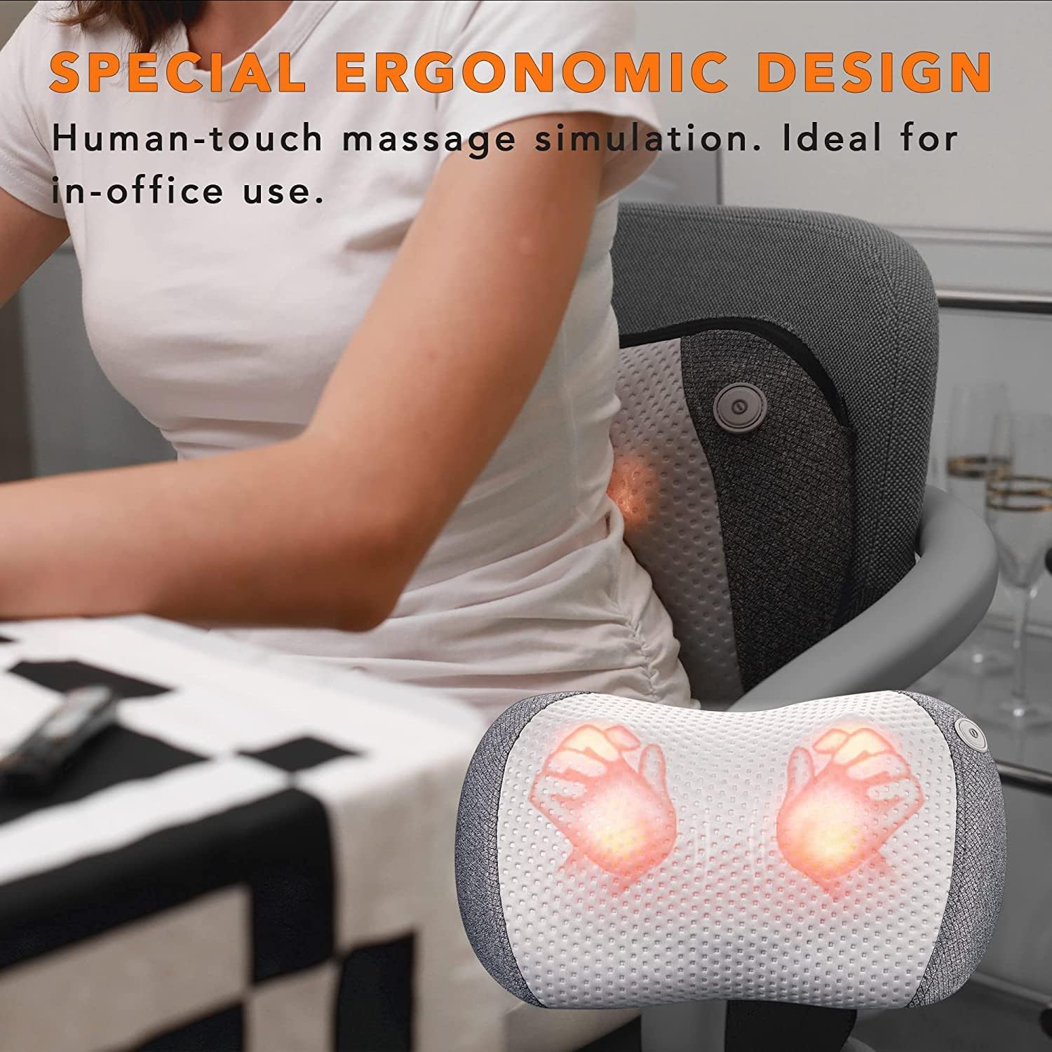 Breo Back Neck Massager with Heat, Shiatsu Deep Kneading Massage Pillo