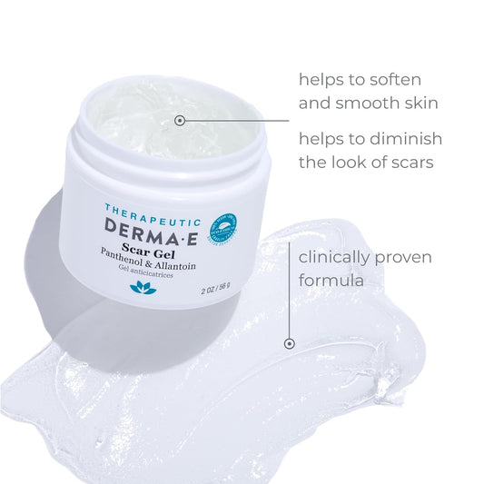 Derma E Scar Gel – Scar Treatment For Face – Hydrating Scar Remover Gel For Acne Scars, Burns & Stretch Marks, Panthenol & Allantoin Scar Gel, 2 Oz