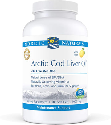 Nordic Naturals Pro Arctic Cod Liver Oil, Lemon - 180 Soft Gels - 750 mg Total Omega-3s with EPA & DHA - Heart & Brain Health, Healthy Immunity, Overall Wellness - Non-GMO - 60 Servings