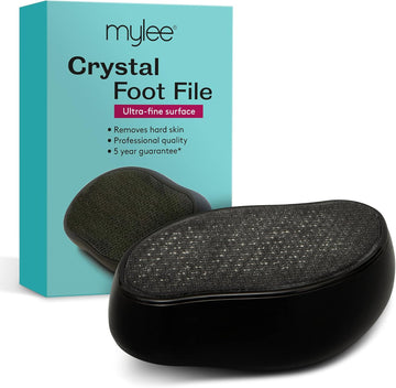 Mylee Crystal Foot File For Smooth Feet - Ultra Fine Glass Surface, Gently Removes Hard Skin, Works On Dry & Wet Feet, Easy To Clean & Sanitise Professional & Home Use, 5 Year Guarantee On The Surface