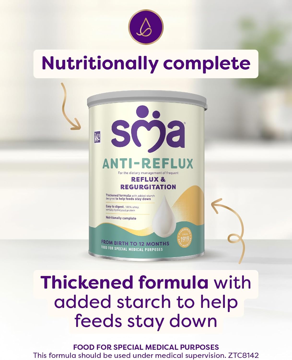 Sma Anti Reflux Baby Milk Powder Formula, From Birth, 800G (Pack Of 1)