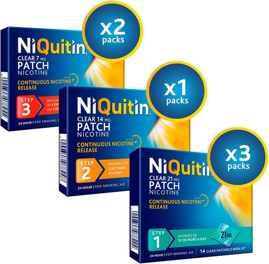 Niquitin Nicotine Patches Step 1, Step 2 And Step 3 Bundle - 10 Week Quit Smoking Program – Smokers Of 10 Or More Cigarettes A Day - Stop Smoking Aid
