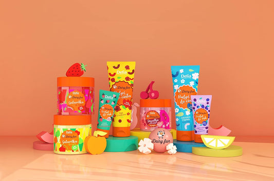 Delia Cosmetics - Dairy Fun - Body Peeling Smoothie - Washes & Refreshes - Exfoliates & Smoothes - Moisturizes, Nourishes, Firms - Intense Scent Of Juicy Cherry - Natural Extracts - Body Scrub - 350G