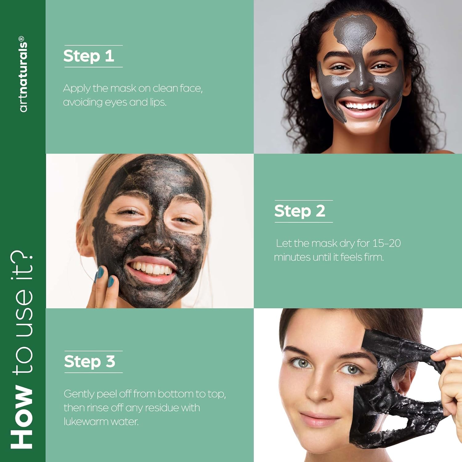 Artnaturals Peel Off Blackhead Remover - (3.4 Fl Oz / 100ml) - Blemish & Pimple Removal Face Mask - Black Head Tool, Purifying Deep Cleanser & Mud Mask β Reduce Pore Size & Redness - Acne-Prone : Beauty & Personal Care