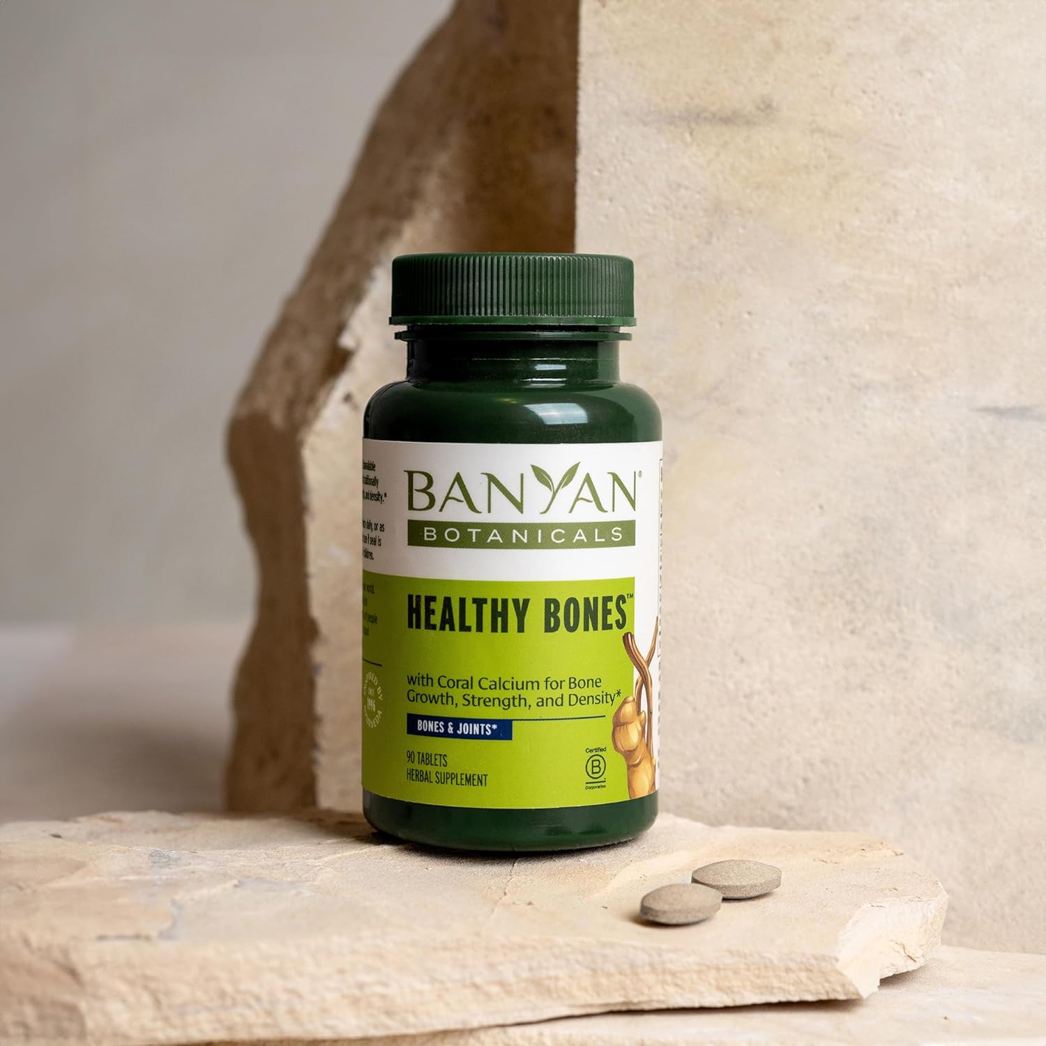 Banyan Botanicals Healthy Bones – Organic Bone Health Supplement with Ethical Coral Calcium – All Natural Calcium Supplement for Healthy Bones & Joints* – 90 Tablets – Non-GMO Sustainably Sourced : Health & Household