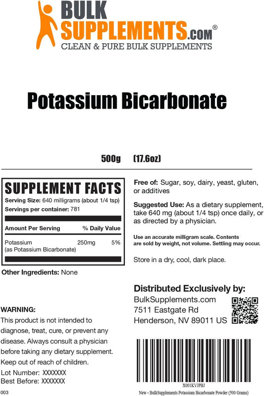 Bulksupplements.Com Potassium Bicarbonate Powder - Potassium Powder, P