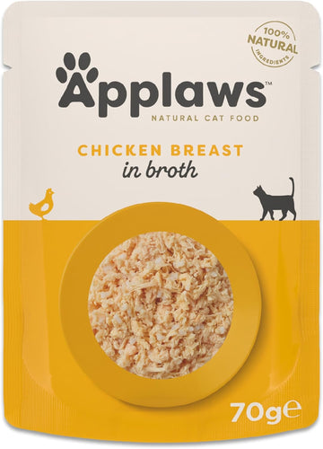 Applaws 100% Natural Adult Wet Cat Food, Chicken In Broth 70G Pouch (12 X 70 G Pouches)