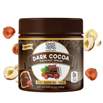 Vegan Cocoa Hazelnut Spread By Choczero - Keto Friendly, Sugar Free Dessert And Keto Bread Topping - Low Carb Chocolate (1 Jar, 12 Oz)