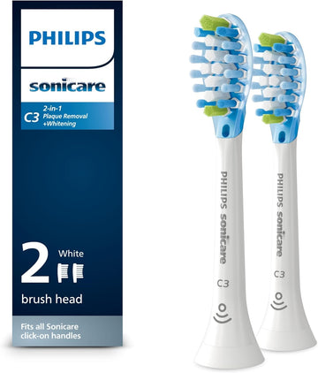 Philips Sonicare Genuine C3 Premium Plaque Control Toothbrush Heads, One Year Supply, 2 Brush Heads, Black, Hx9044/95