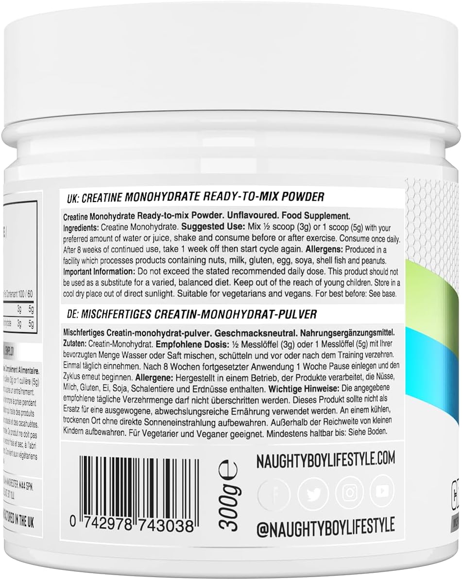 Naughty Boy Micronised Creatine Powder, Creatine Monohydrate Powder (Unflavoured) : Amazon.co.uk: Health & Personal Care