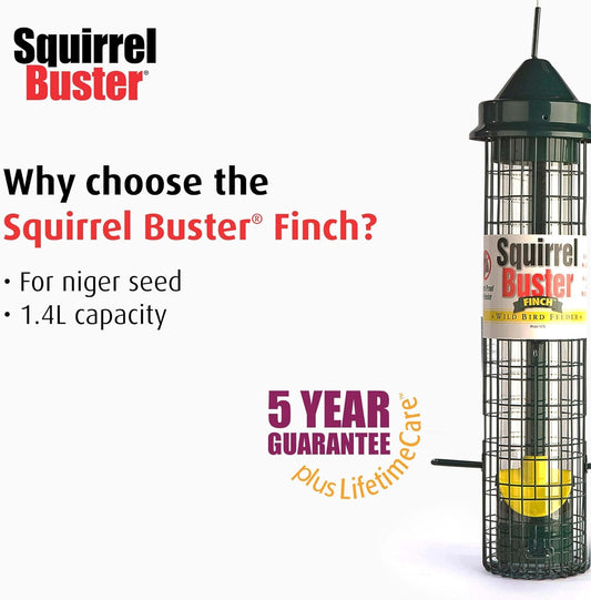 Squirrel Proof Bird Feeder - Squirrel Buster Finch - Marauders Off! Guaranteed Squirrel Proof/MetalSb-F