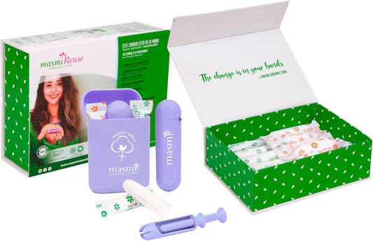 Organic Tampon With Re-Use Applicator For Super & Super Plus Organic Cotton Tampon - Masmi