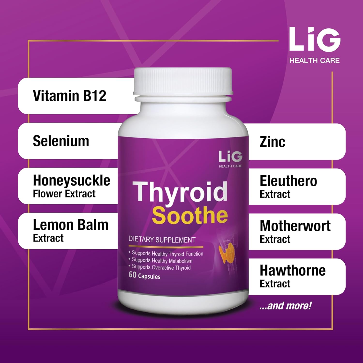 Lig Thyroid Soothe -Natural Herbal Supplement For Overactive Thyroid-Minimize Thyroid Goiter-Balance Hormone Levels-Maintain Thyroid Function : Health & Household