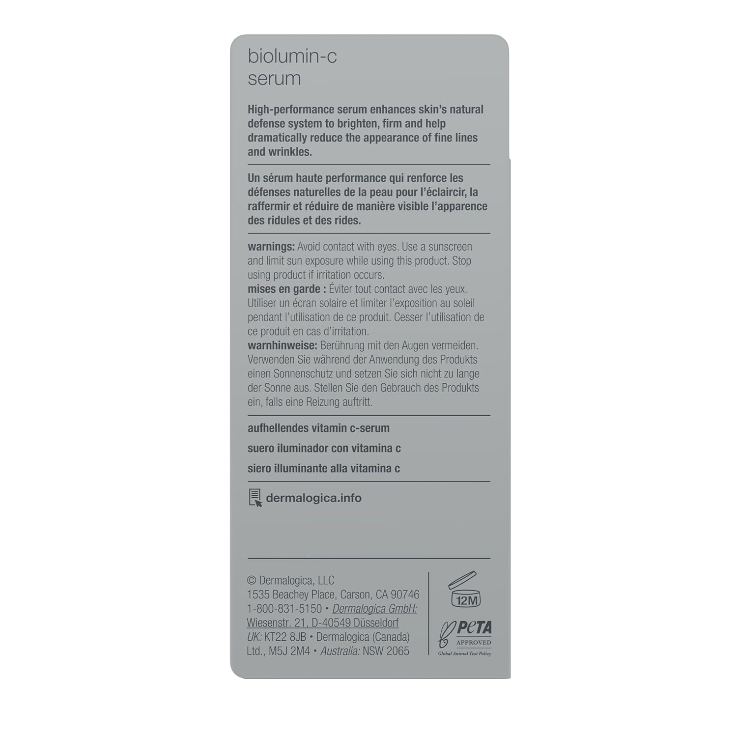 Dermalogica Biolumin-C Serum, Vitamin C Dark Spot Serum For Face With Peptide And Aha - Exfoliates And Reduces Sign Of Skin Aging, 0.34 Fl Oz : Beauty & Personal Care