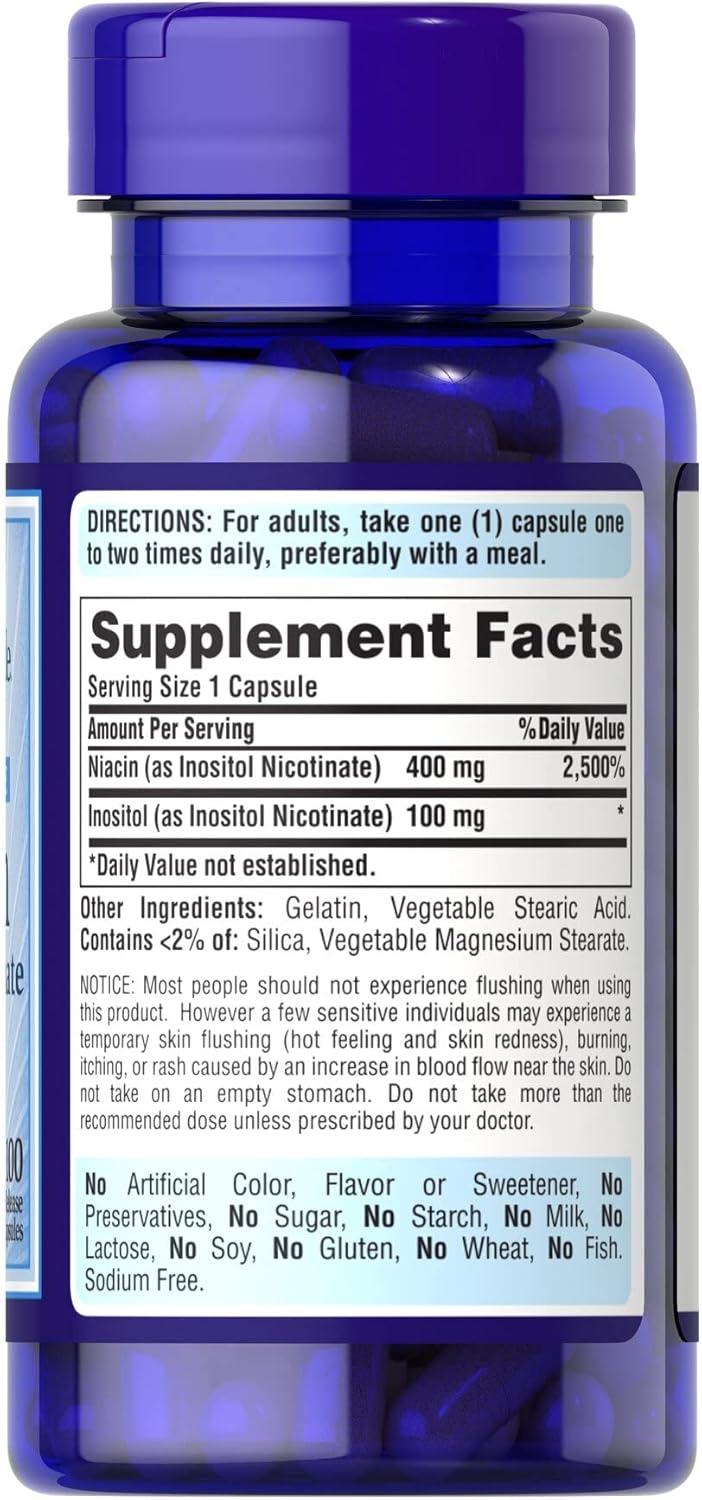 Puritan's Pride Flush Free Niacin 500 mg 100 Capsules : Health & Household