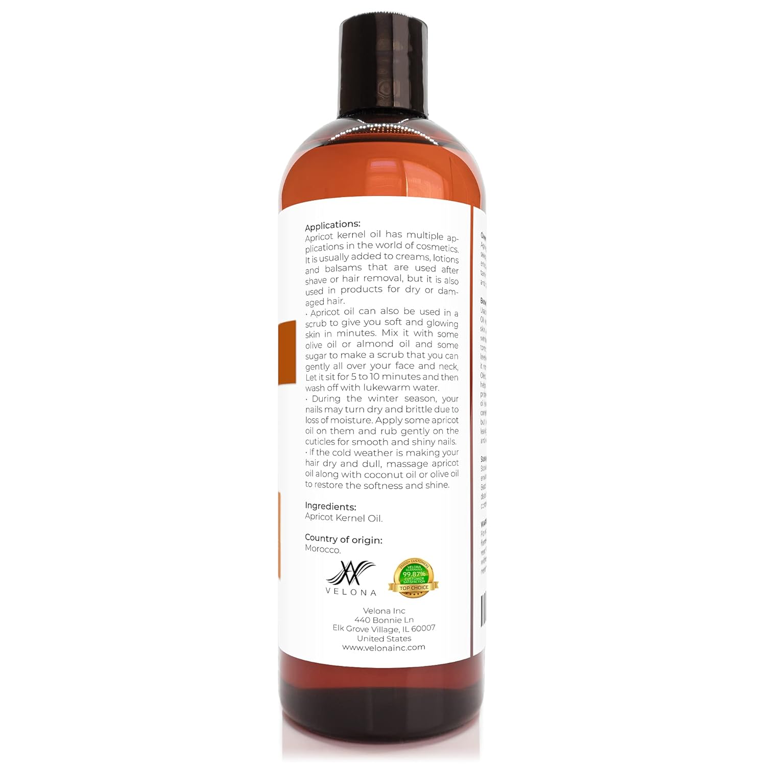 velona Apricot Kernel Oil 16 oz | 100% Pure and Natural Carrier Oil | Refined, Expeller Pressed | Hair, Body and Skin Care | Use Today - Enjoy Results : Beauty & Personal Care