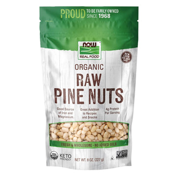 Now Foods, Certified Organic Pine Nuts, Raw And Non-Gmo, Good Source Of Protein, Thiamin And Magnesium, 8 Ounce (Pack Of 1) (Packaging May Vary)