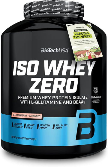 Biotechusa Iso Whey Zero | Premium Whey Protein Isolate | Grass-Fed | Enzyme-Free | Sugar- And Gluten-Free, 1816 G, Strawberry