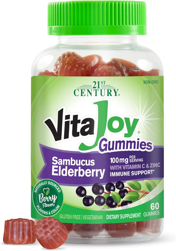 21St Century Vitajoy Sambucus Elderberry Gummies, Berry, 60 Count