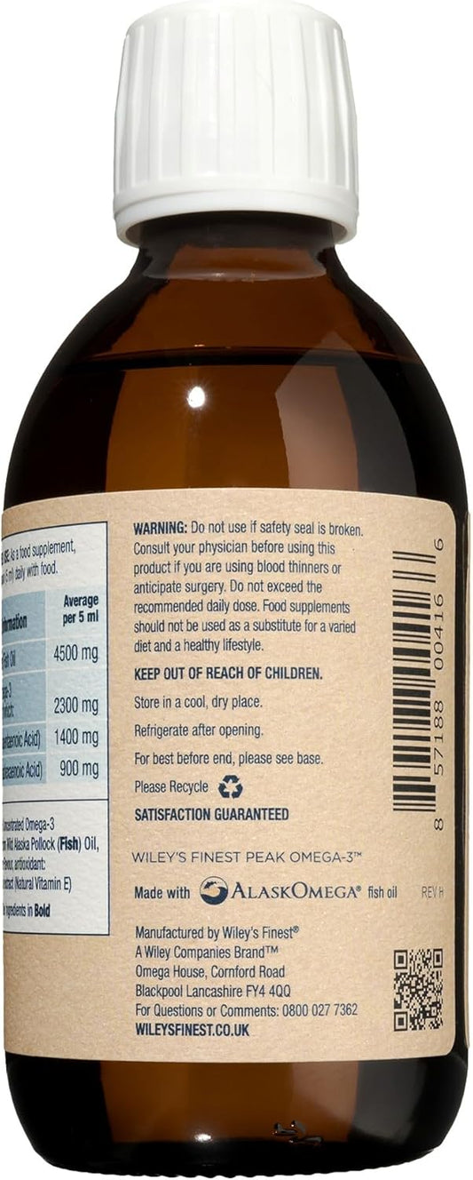 Wiley’S Finest Wild Alaskan Fish Oil Peak Omega-3 Liquid Supplement - 2300Mg Epa And Dha Omega-3S - Lemon Flavor - 4.23 Oz (25 Servings)