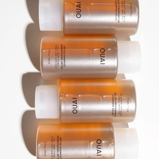 OUAI Detox Shampoo Bundle - Clarifying Shampoo for Build Up, Dirt, Oil, Product & Hard Water - With Apple Cider Vinegar & Keratin - Sulfate-Free Hair Care (3 Count, 3oz/10oz/16oz)