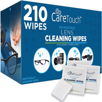 Care Touch Lens Cleaning Wipes For Eyeglasses, Pack Of 210 - Eyeglass Wipes Individually Wrapped, Eye Glass Cleaning, Lenses Wipes For Glasses/Sunglasses