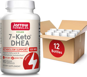 Jarrow Formulas 7-Keto Dhea 100 Mg - Up To 90 Servings (Veggie Caps) Dietary Supplement - Carbohydrate Metabolism Support - Non-Gmo - Gluten Free - Vegan, Pack Of 12