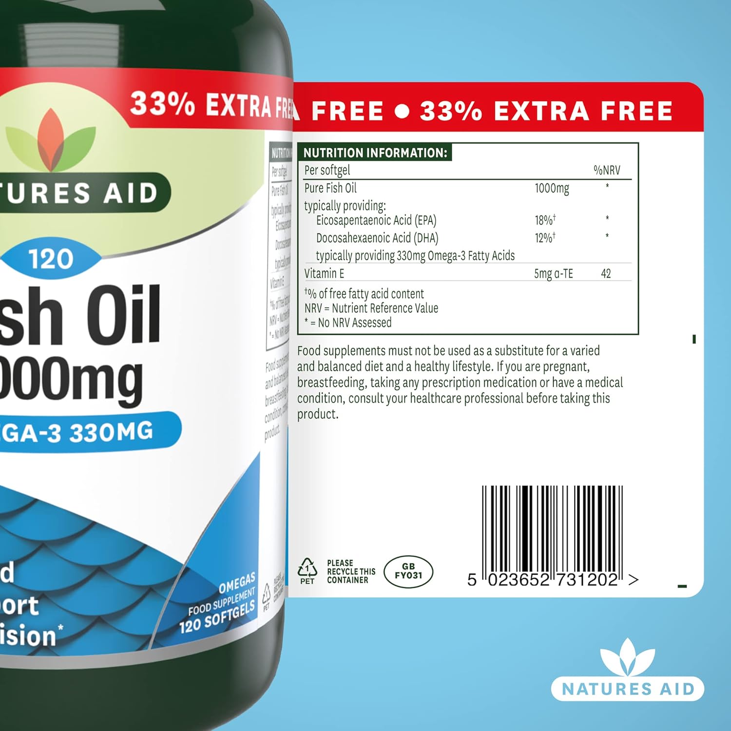 Natures Aid Fish Oil 1000mg – High Strength Omega-3 Supplement with DHA & EPA – Supports Heart, Brain Vision, Immune & Joint Health Non-GMO – High Strength Natural Fish Oil – 90 Softgel Capsules : Amazon.co.uk: Health & Personal Care