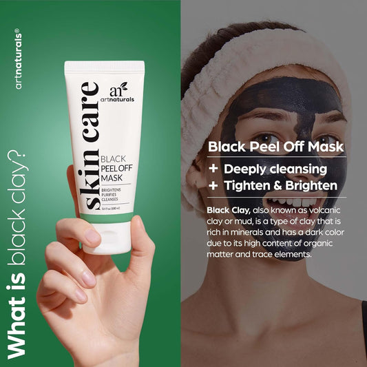 Artnaturals Peel Off Blackhead Remover - (3.4 Fl Oz / 100Ml) - Blemish & Pimple Removal Face Mask - Black Head Tool, Purifying Deep Cleanser & Mud Mask – Reduce Pore Size & Redness - Acne-Prone