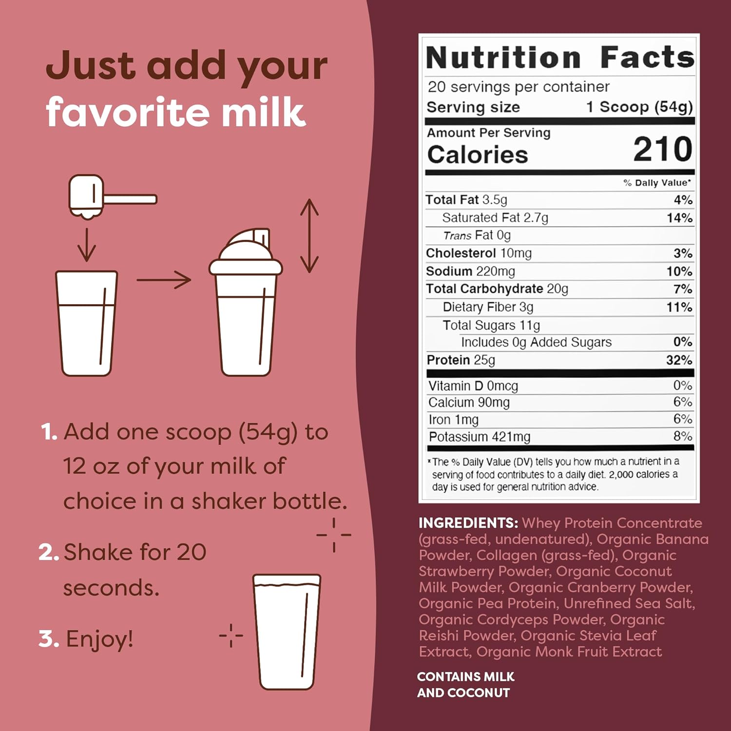 FlavCity Protein Powder Smoothie, Berries & Cream - 100% Grass-Fed Whey Protein Smoothie with Collagen (25g of Protein) - Gluten Free & No Added Sugars (38.45 oz) : Health & Household