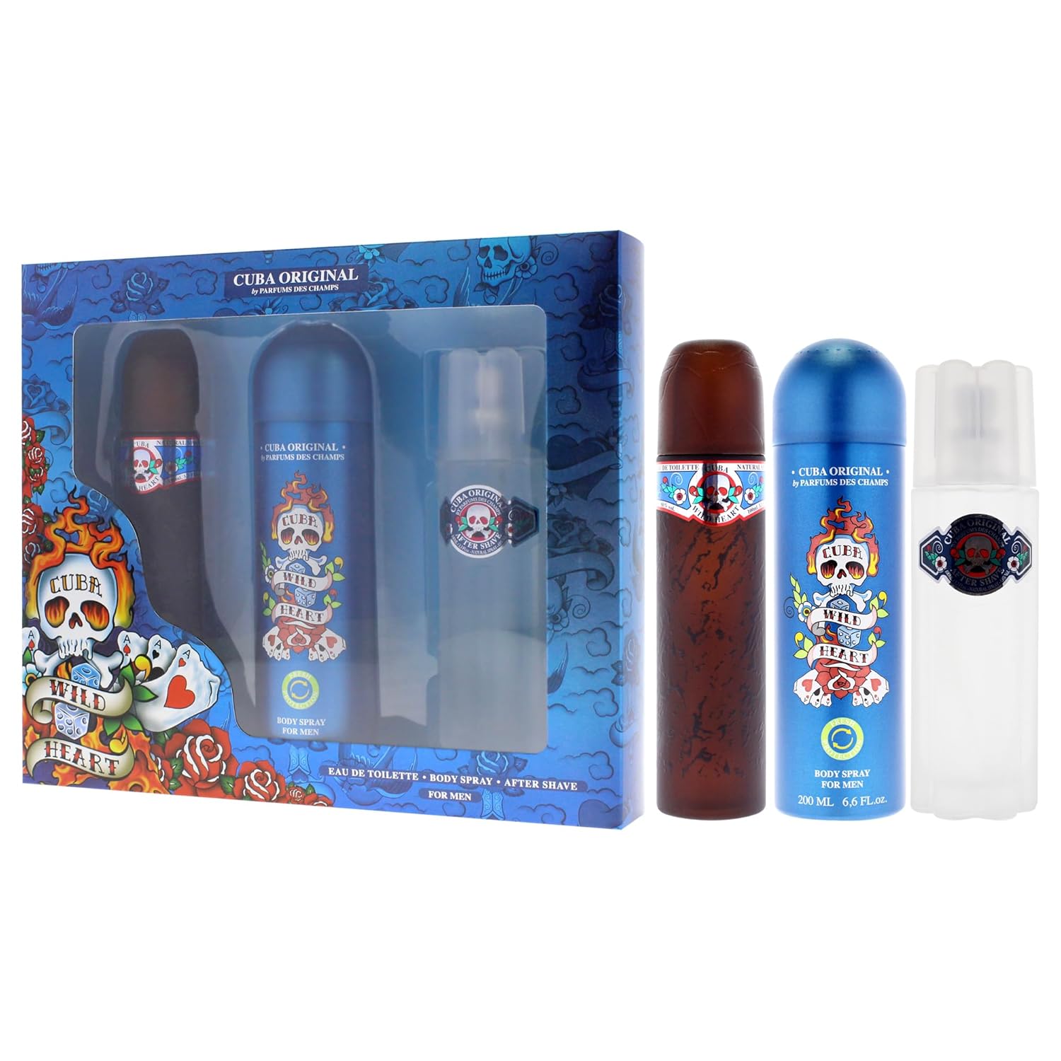 Cuba Wild Heart 3 Pieces Gift Set For Men, (3.4 Ounce Eau De Toilette Spray + 3.4 Ounce After Shave + 6.7 Ounce Body Spray) : Fragrance Sets : Beauty & Personal Care