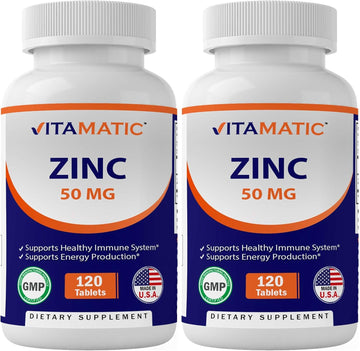 2 Pack - Vitamatic Zinc 50Mg As Zinc Gluconate 120 Count - Immunity Su