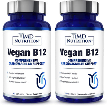 1Md Nutrition Vegan Vitamin B12 Softgels | 5000Mcg Methylcobalamin Supplement | Energy, Immune, And Cardiovascular Support | 60 Softgels