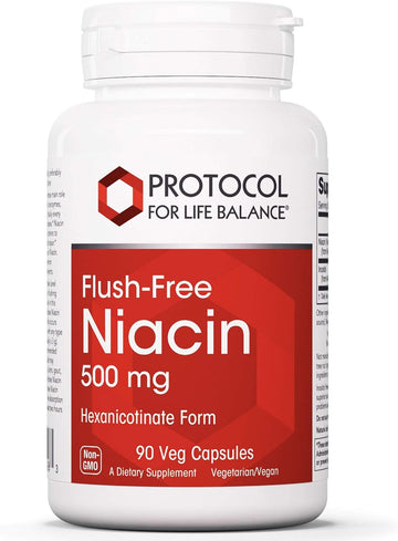 Protocol Niacin 500Mg - Inositol Hexanicotinate - No Flush Niacin - Vitamin B3 - Energy & Metabolism Support* - Vegan & Kosher - 90 Veg Caps