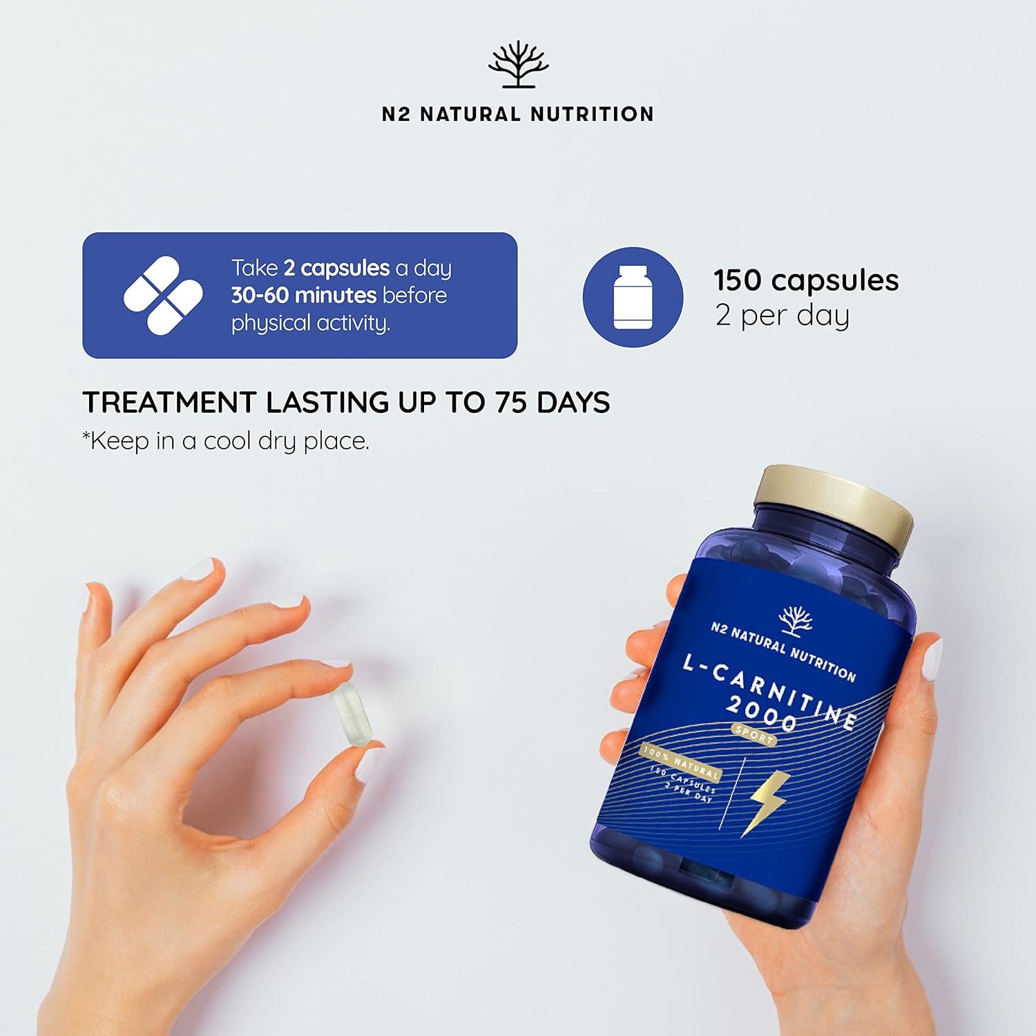 Natural L CARNITINE 2000 mg Tablets. 120 Capsules 2 Months. High Concentration Energy Pills. Improves Sports Performance, Muscle Recovery. CE Manufactured. N2 Natural Nutrition : Amazon.co.uk: Health & Personal Care