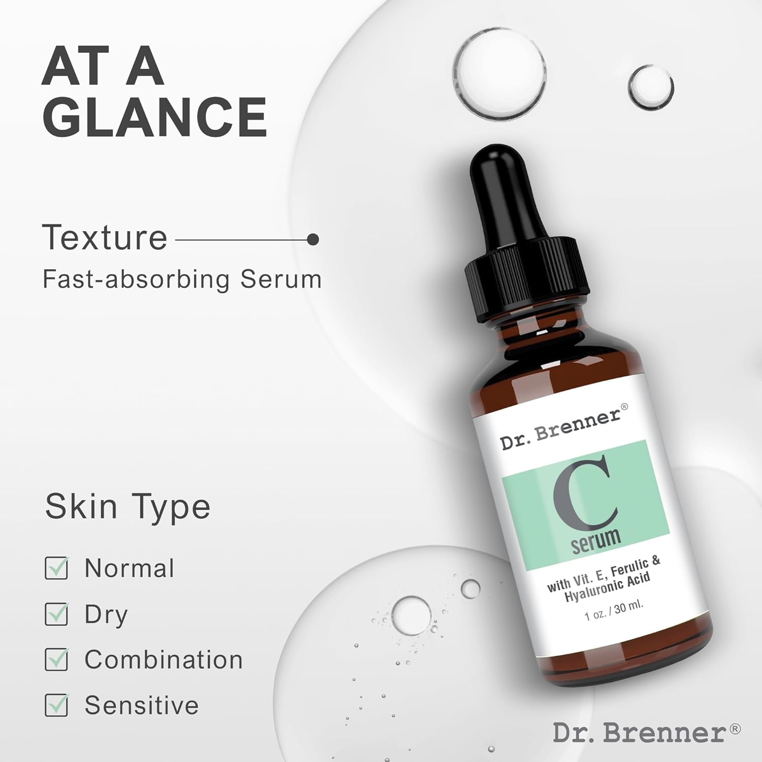 Dr. Brenner Vitamin C Serum For Face With 20 L-Ascorbic Acid, Ferulic Acid, Vitamin E And Hyaluronic Acid : Beauty & Personal Care