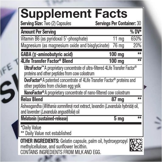 4Life Transfer Factor Sleeprite - All-Natural Immune And Sleep Support With Gaba And Melatonin - 60 Capsules