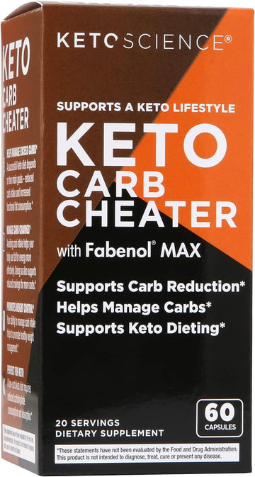 Keto Science Keto Carb Cheater, Supports Carb Reduction, Helps Manage Carbs, Supports Keto Diet, Keto Cheat Meal, Eat Carbs While On Keto, With White Kidney Bean Extract, 20 Servings, Orange