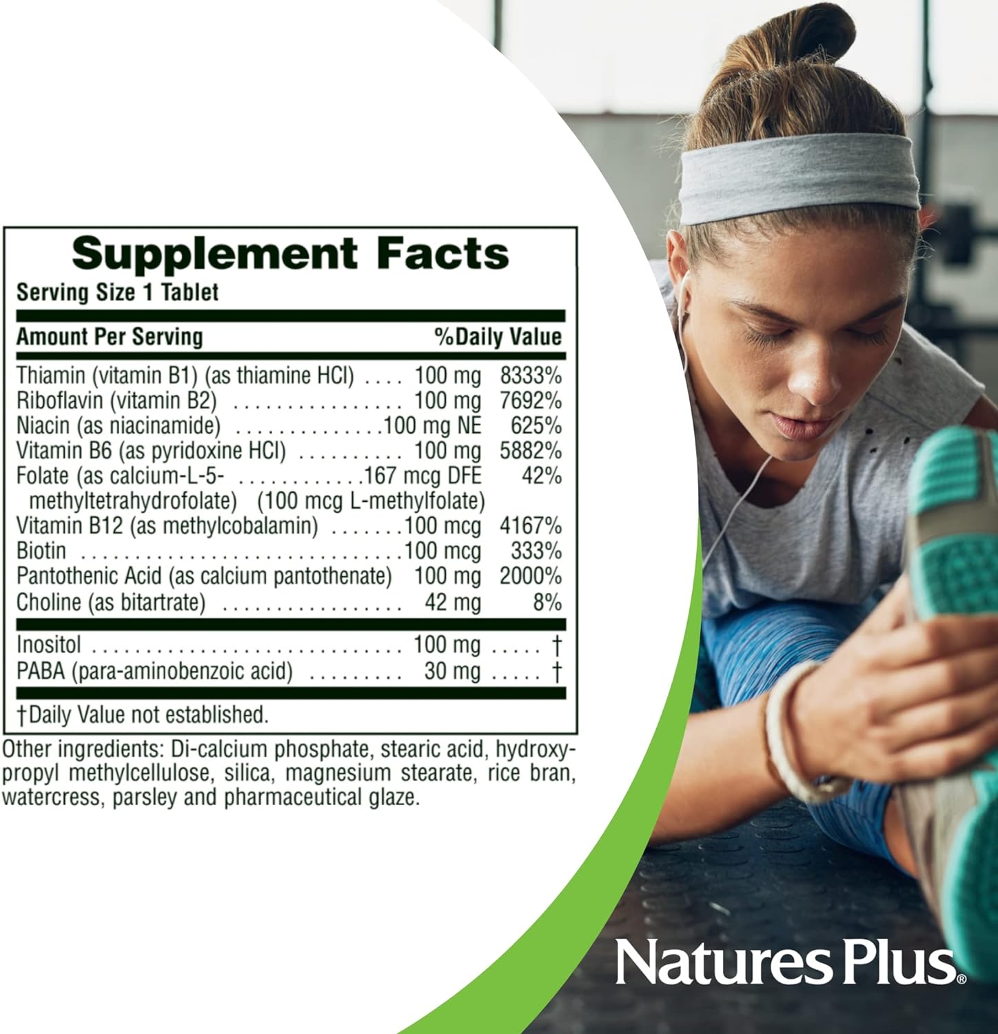 NaturesPlus Mega B-100 Complex - 90 Sustained Release Vegetarian Tablets - Energy & Brain Booster - Gluten Free - 90 Servings