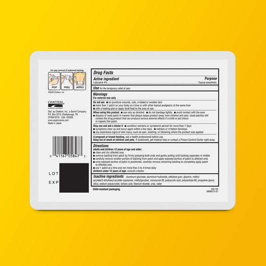 Aspercreme Max Strength Lidocaine Pain Relief Patch For Back Pain, Odor Free Pain Patch