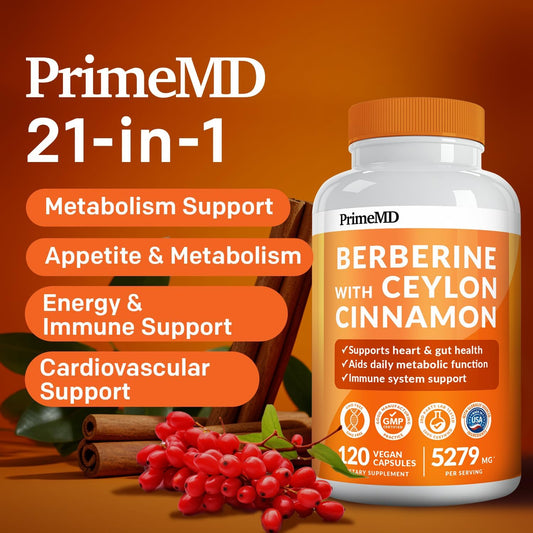 21-In-1 Berberine Supplement With Ceylon Cinnamon - Berberine 1500 Mg With Chromium, Bitter Melon And Green Tea Extract - Berberine 5X For Weight Management & Metabolism Support With 5279 Mg (120 Ct)