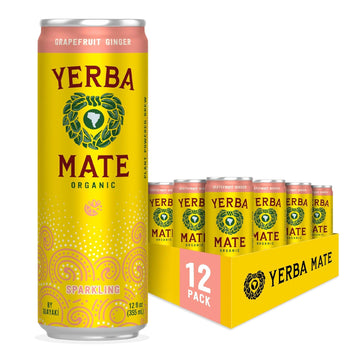 Guayakí Yerba Mate, Organic Sparkling Energy Drink Alternative, Grapefruit Ginger, 80Mg Natural Plant Based Caffeine, Smooth Energy & Focus, Carbonated, 15.5 Oz (Pack Of 12) (Packaging May Vary)